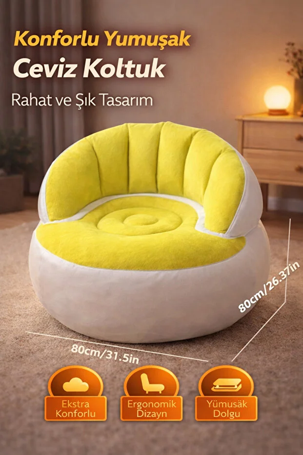 Şişme Koltuk Tek Kişilik Yumuşak Oturma Koltuğu Taşınabilir Rahat Koltuk